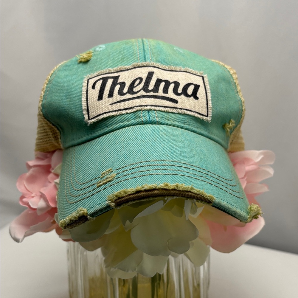 Thelma Distressed Aqua‎ Cap